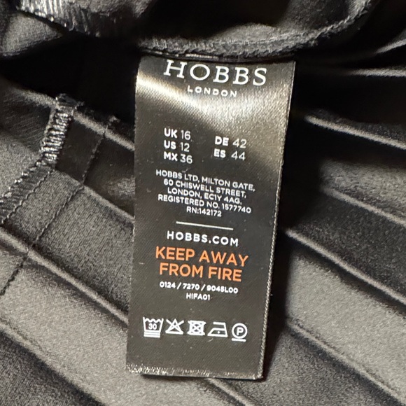 HOBBS LONDON Thandie Pleated Midi Skirt Black Side Zipper Preppy Office Size 12 - Picture 11 of 15